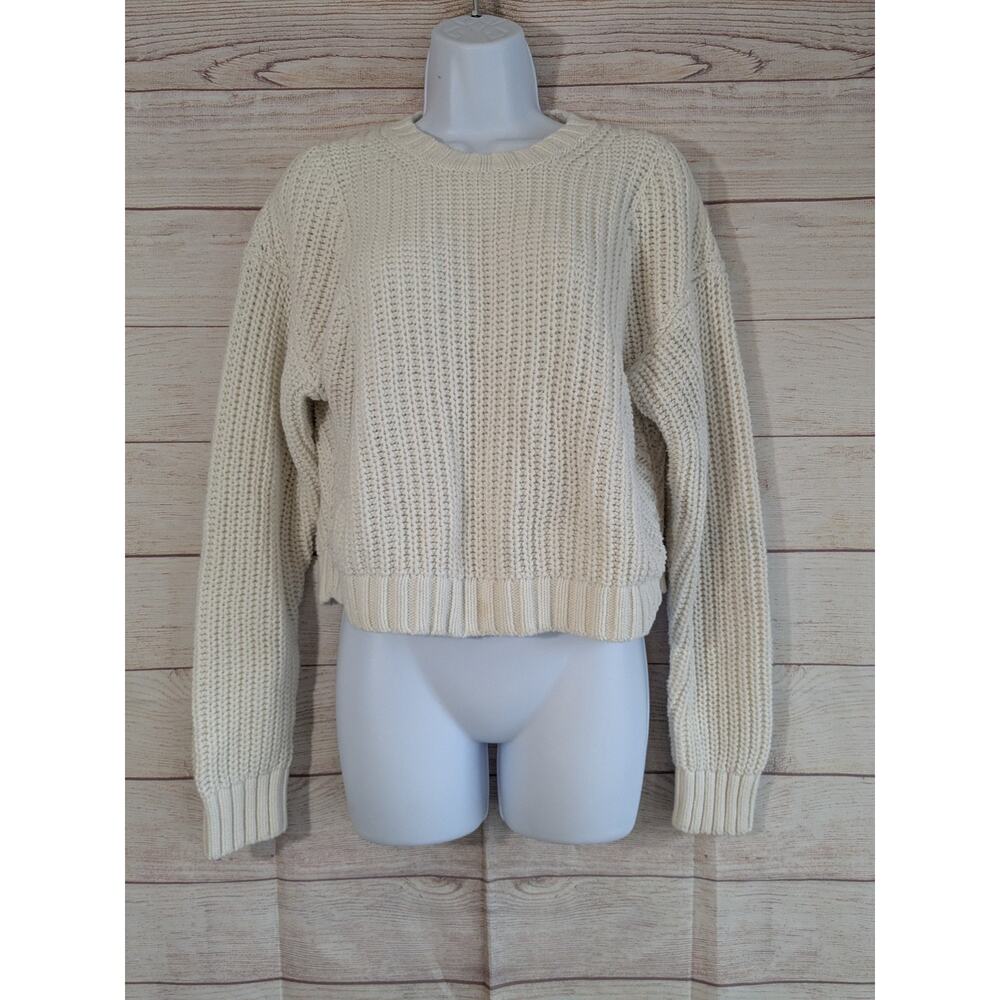 PACSUN Women's Cropped Knit Sweater Size XSmall Off White